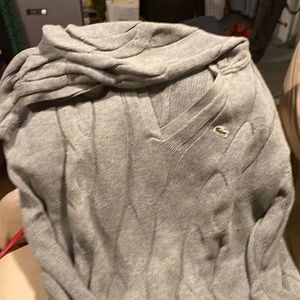 Beautiful grey cable Lacoste sweater w hood